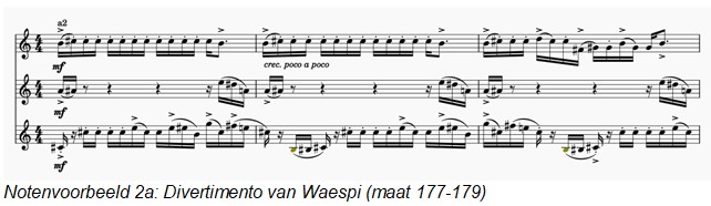 Notenvoorbeeld 2a Divertimento van Waespi